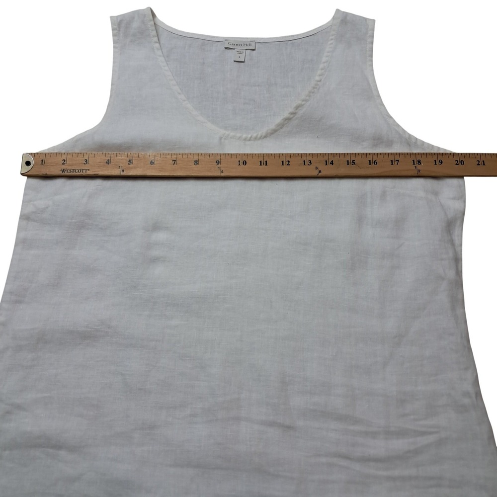 Garnet Hill Dress Womens 8 White Linen Shift V-Neck Sleeveless Lagenlook Casual - Picture 4 of 6
